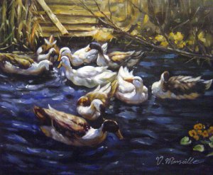 Reproduction oil paintings - Alexander Koester - Ducks In The Reeds Under The Boughs