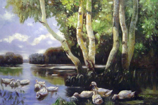 Eleven Ducks. The painting by Alexander Koester