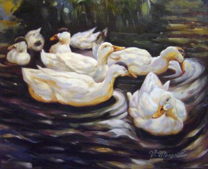 Six Ducks In The Pond, Alexander Koester, Art Paintings