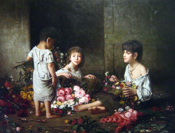 The Flower Girls. The painting by Alexei Harlamoff