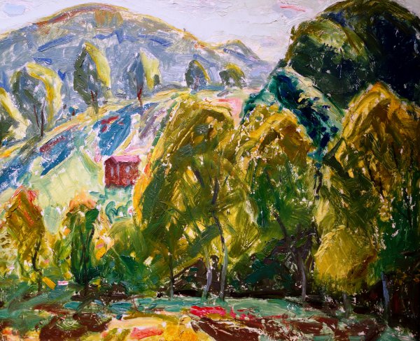 Marlboro Landscape (House in Hills) . The painting by Alfred Henry Maurer