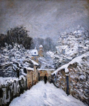 Famous paintings of Landscapes: Among the Snow at Louveciennes