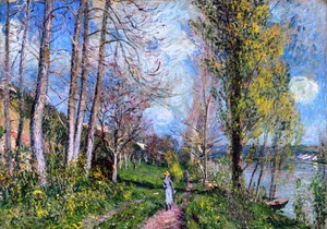 Alfred Sisley, Banks of the Seine at By, Painting on canvas
