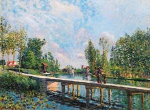 Alfred Sisley, La Passerelle - Chemin de Halage du Canal du Loing, Painting on canvas