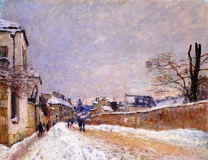 Alfred Sisley, Rue Eugene Moussoir at Moret: Winter, Painting on canvas