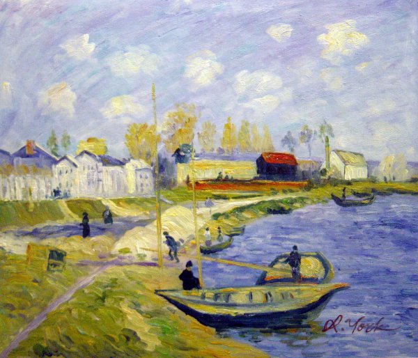 Sand On The Quayside, Port-Marly. The painting by Alfred Sisley