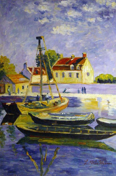 Small Boats. The painting by Alfred Sisley