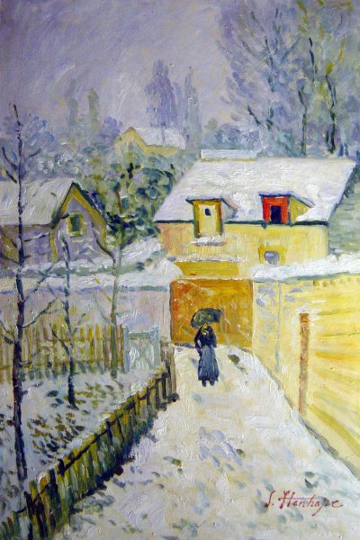 Snow At Louveciennes. The painting by Alfred Sisley