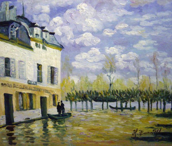 The Boat In The Flood, Port Marly. The painting by Alfred Sisley