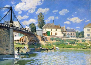 Alfred Sisley, The Bridge at Villeneuve-la-Garenne, Painting on canvas