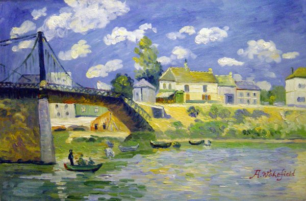 The Bridge At Villeneuve-la-Garenne. The painting by Alfred Sisley