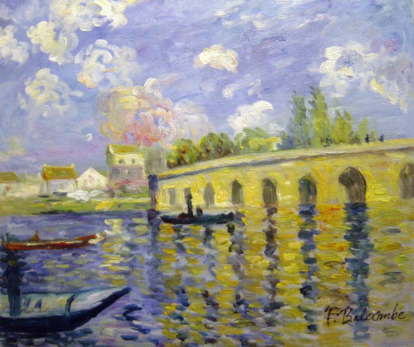 The Bridge. The painting by Alfred Sisley
