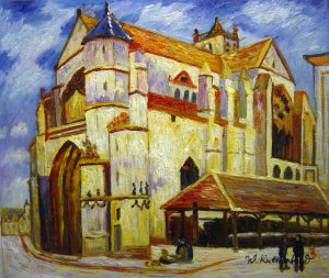 Alfred Sisley, The Church At Moret, Afternoon, Painting on canvas