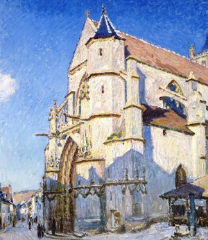 Alfred Sisley, The Church of Moret, Evening, Painting on canvas
