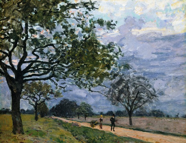 The Road from Versailles to Louveciennes. The painting by Alfred Sisley
