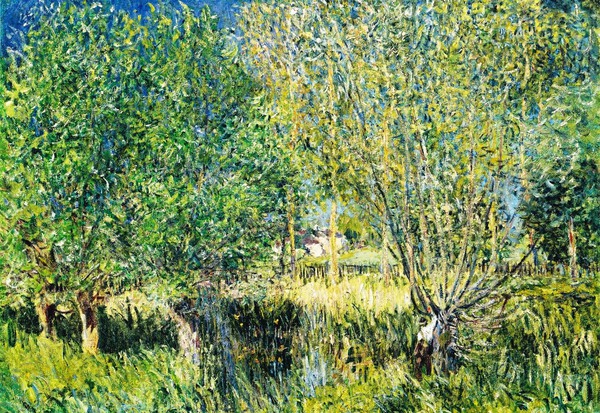 Weiden am Ufer der Orvanne. The painting by Alfred Sisley