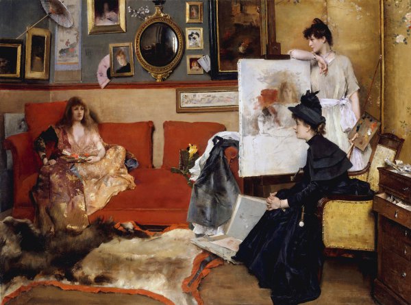 The Studio. The painting by Alfred Stevens
