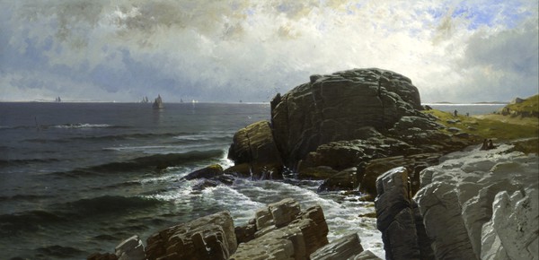 Castle Rock, Marblehead. The painting by Alfred Thompson Bricher