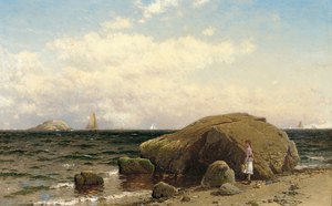 Alfred Thompson Bricher, Looking Out to Sea, Painting on canvas