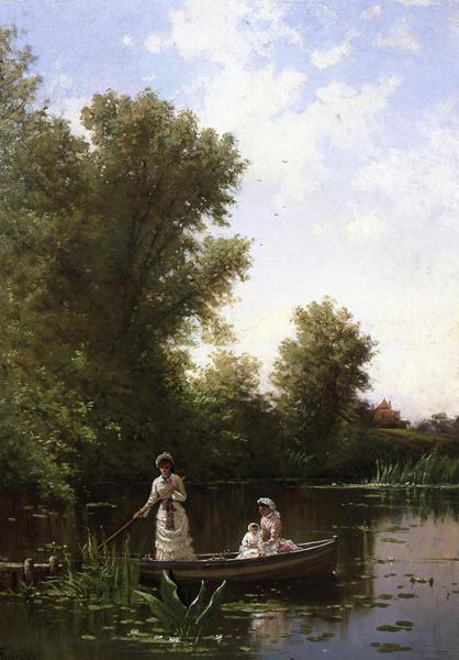 On the Boat in the Afternoon. The painting by Alfred Thompson Bricher