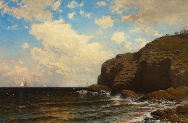 Rocky Coast with Breaking Waves. The painting by Alfred Thompson Bricher