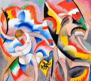 Alice Bailly, Abstract Triomphe des Couleurs Alliees, 1918, Painting on canvas