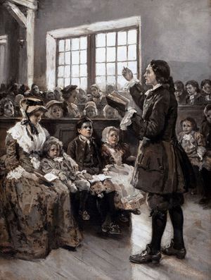 Alice Barber Stephens, John Wesley Teaching His Sunday School, Painting on canvas