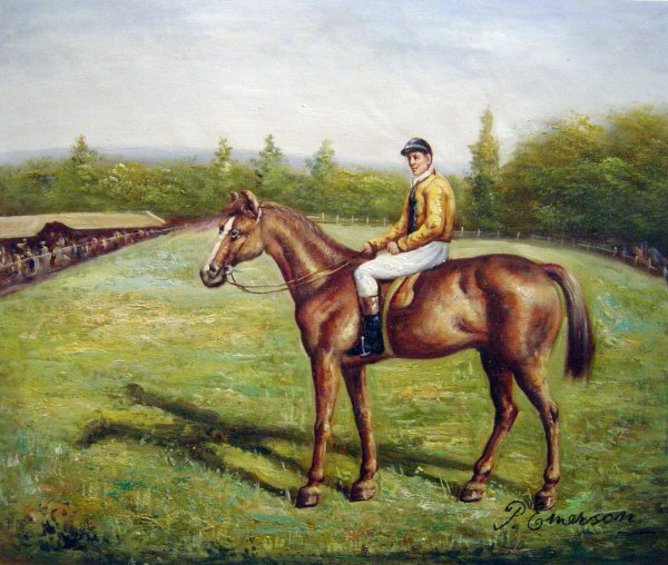 Letsar A Chestnut Racehorse With Jockey Up. The painting by Allen Culpeper Sealy