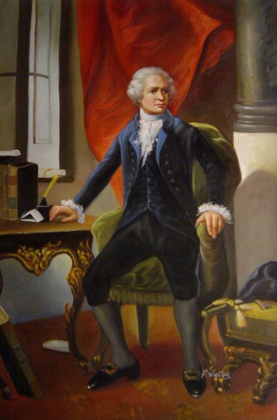 Alexander Hamilton At His Desk. The painting by Alonzo Chappel