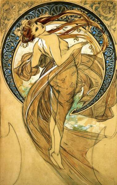 Dance, 1898. The painting by Alphonse Mucha