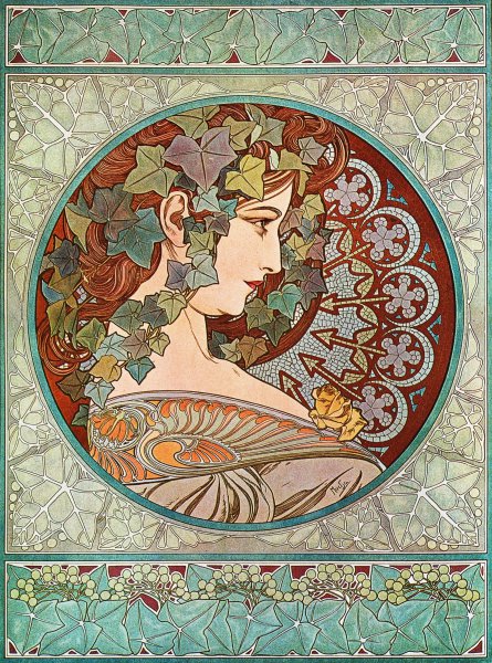 Ivy, 1901. The painting by Alphonse Mucha