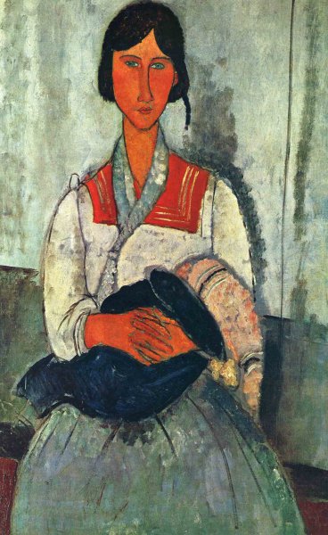 A Gypsy Woman with a Baby. The painting by Amedeo Modigliani