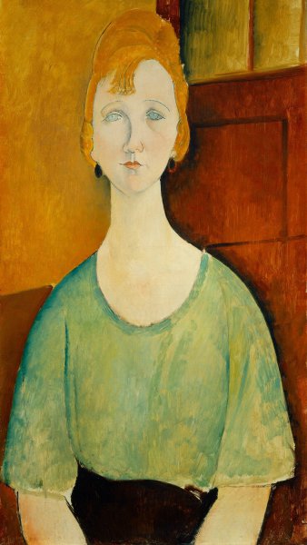 Girl in a Green Blouse. The painting by Amedeo Modigliani