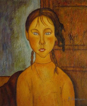 Amedeo Modigliani, Girl With Braids, Painting on canvas