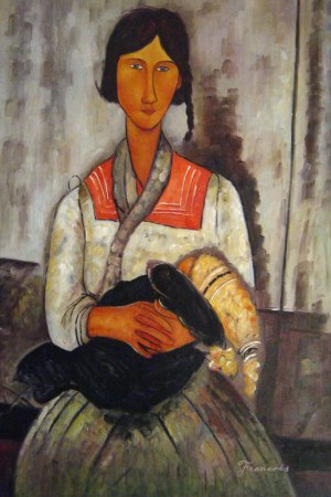 Gypsy Woman with Baby, Amedeo Modigliani, Art Paintings