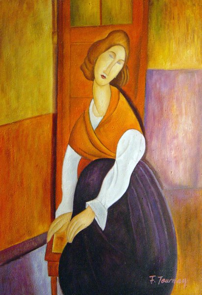 In Front Of A Door. The painting by Amedeo Modigliani