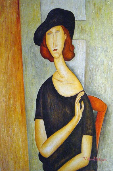 Jeanne Hebuterne In A Hat. The painting by Amedeo Modigliani