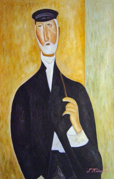 Man With A Pipe. The painting by Amedeo Modigliani