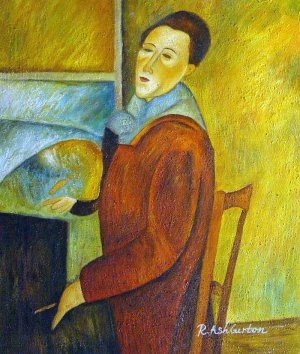 Amedeo Modigliani, Modigliani Self Portrait, Painting on canvas