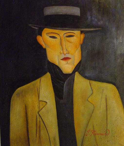 Portrait Of A Man With Hat. The painting by Amedeo Modigliani