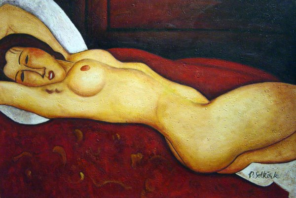 Reclining Nude. The painting by Amedeo Modigliani
