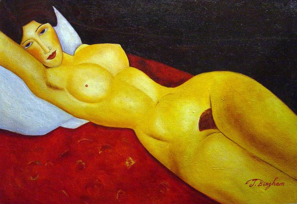 Reclining Nude. The painting by Amedeo Modigliani