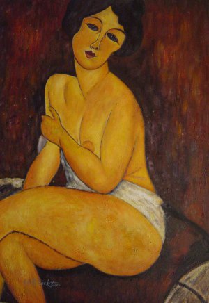 Seated Nude on Divan, Amedeo Modigliani, Art Paintings