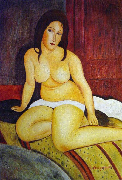 Sitting Nude. The painting by Amedeo Modigliani