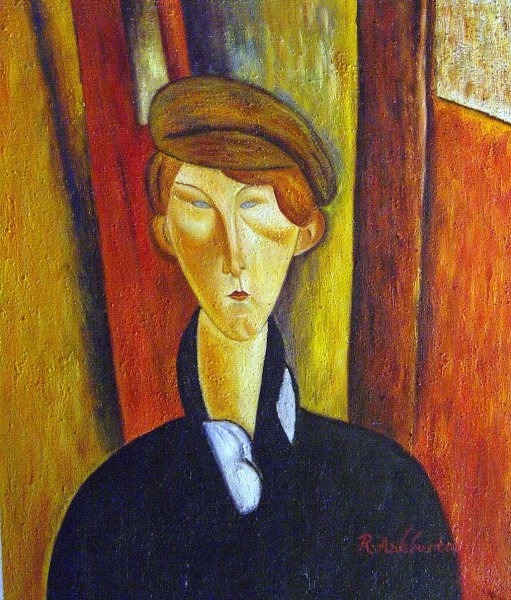 Young Man with Cap. The painting by Amedeo Modigliani