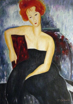 Young Redhead In An Evening Dress, Amedeo Modigliani, Art Paintings