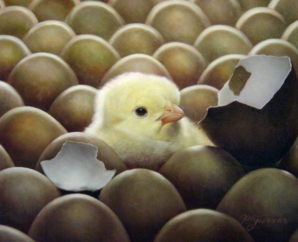 An Innocent Baby Chick. The painting by Our Originals