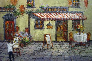 Famous paintings of Street Scenes: An Inviting European Bistro