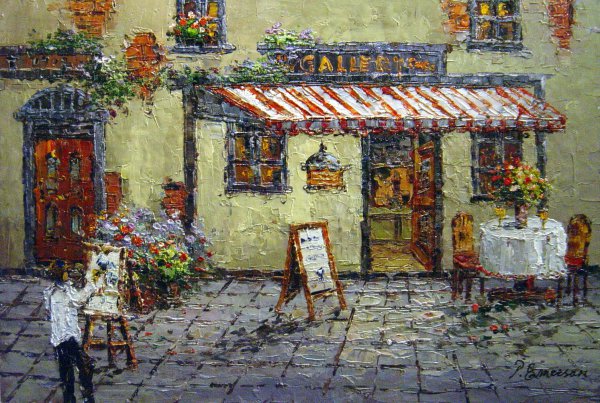 An Inviting European Bistro. The painting by Our Originals