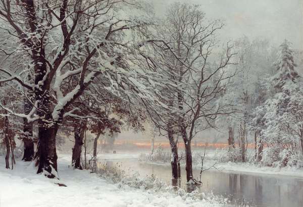 A Winter's Evening. The painting by Anders Andersen-Lundby